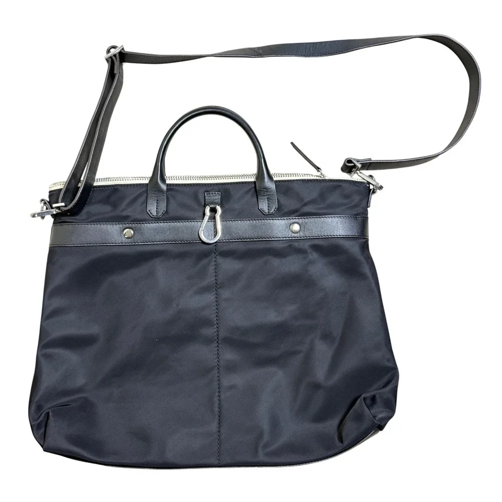 Uri Minkoff Black Nylon Leather Large Tote Bag Commuter Business Travel Office